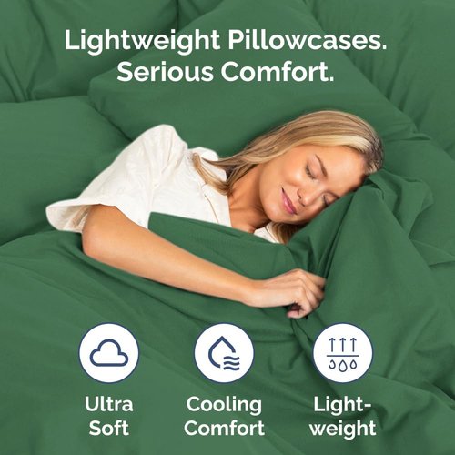 King Standard Pillow Cases by King - Soft Hotel Quality Covers | Comfy Bedding in Emerald Green - Set of 4