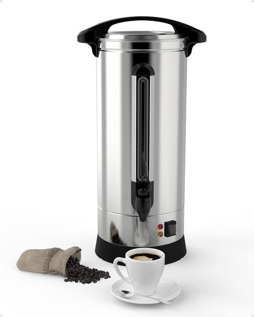 Garvee 70 Cup Commercial Coffee Maker 10 L, Large Capacity Coffee Urns with Double-wall 304 Stainless Steel, Quick Brewing Coffee Dispenser for Meeting Rooms and Other Large Gatherings