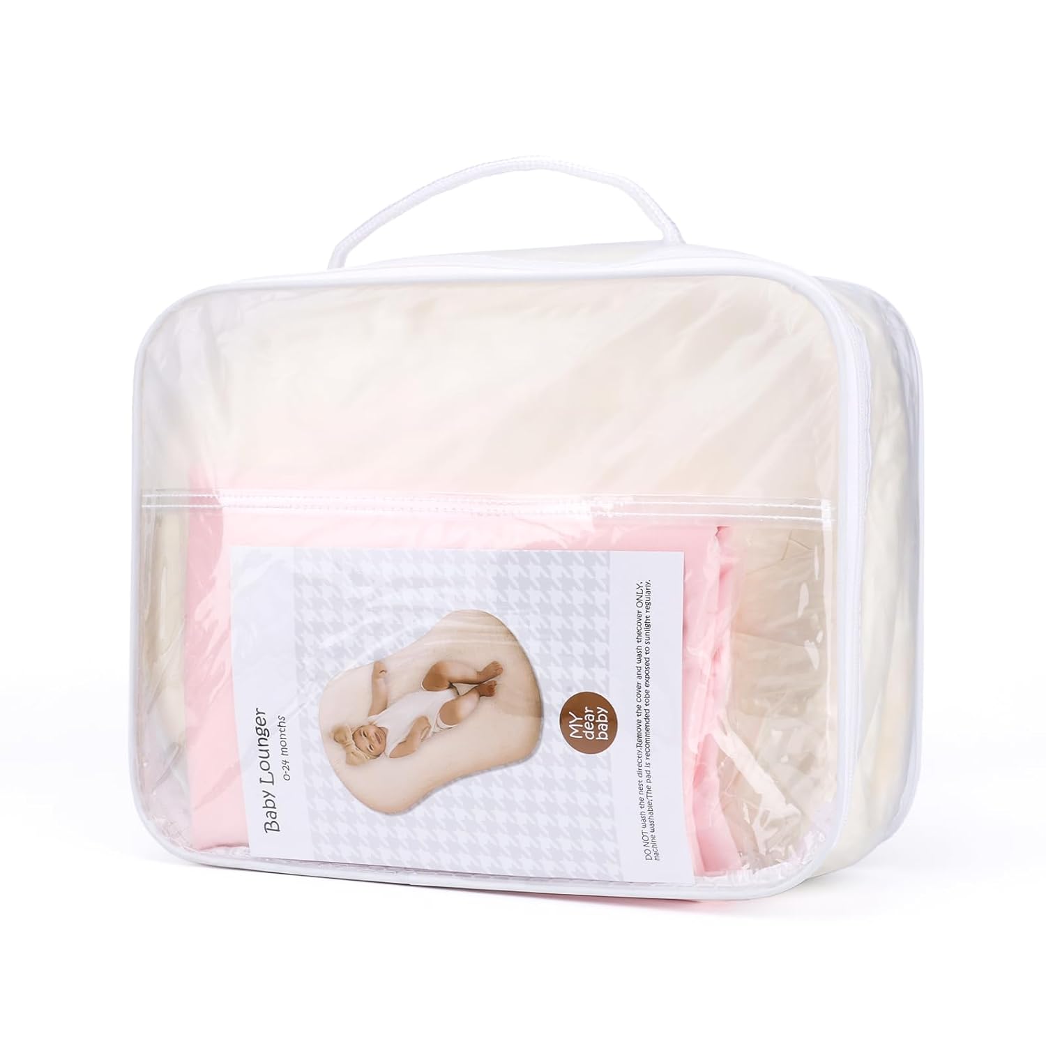 Skiennix Infant Support Cushion - Portable Baby Lounger & Tummy Time Mat, Soft Cotton, Waterproof, Pink