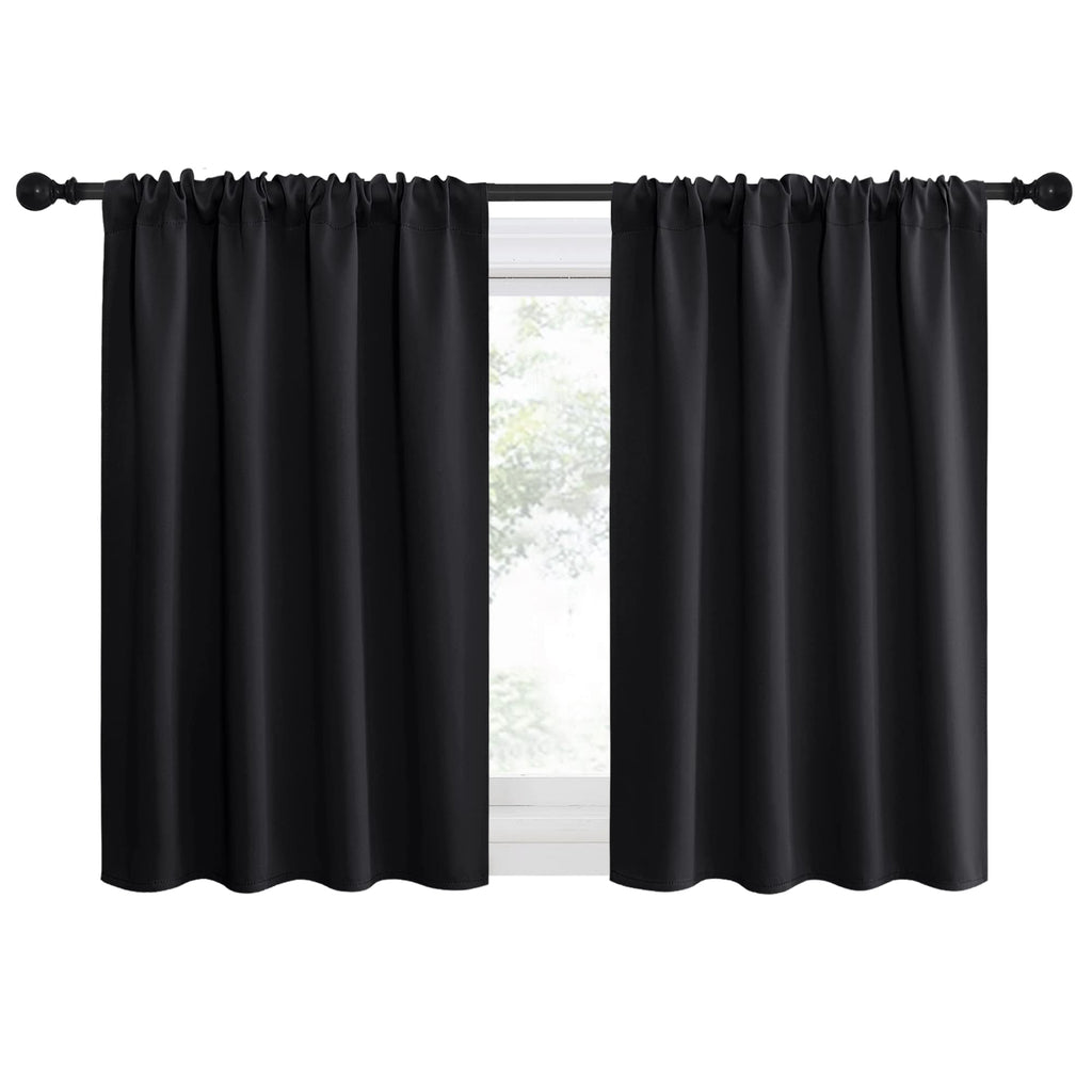 NICETOWN Short Curtains 36 inches Long, Black Out RV Bunk Panels, Kitchen Window Curtains Over Sink, Thermal Insulating Blackout Drapes/Draperies for Small Window (2 Panels, 42 inches Wide)