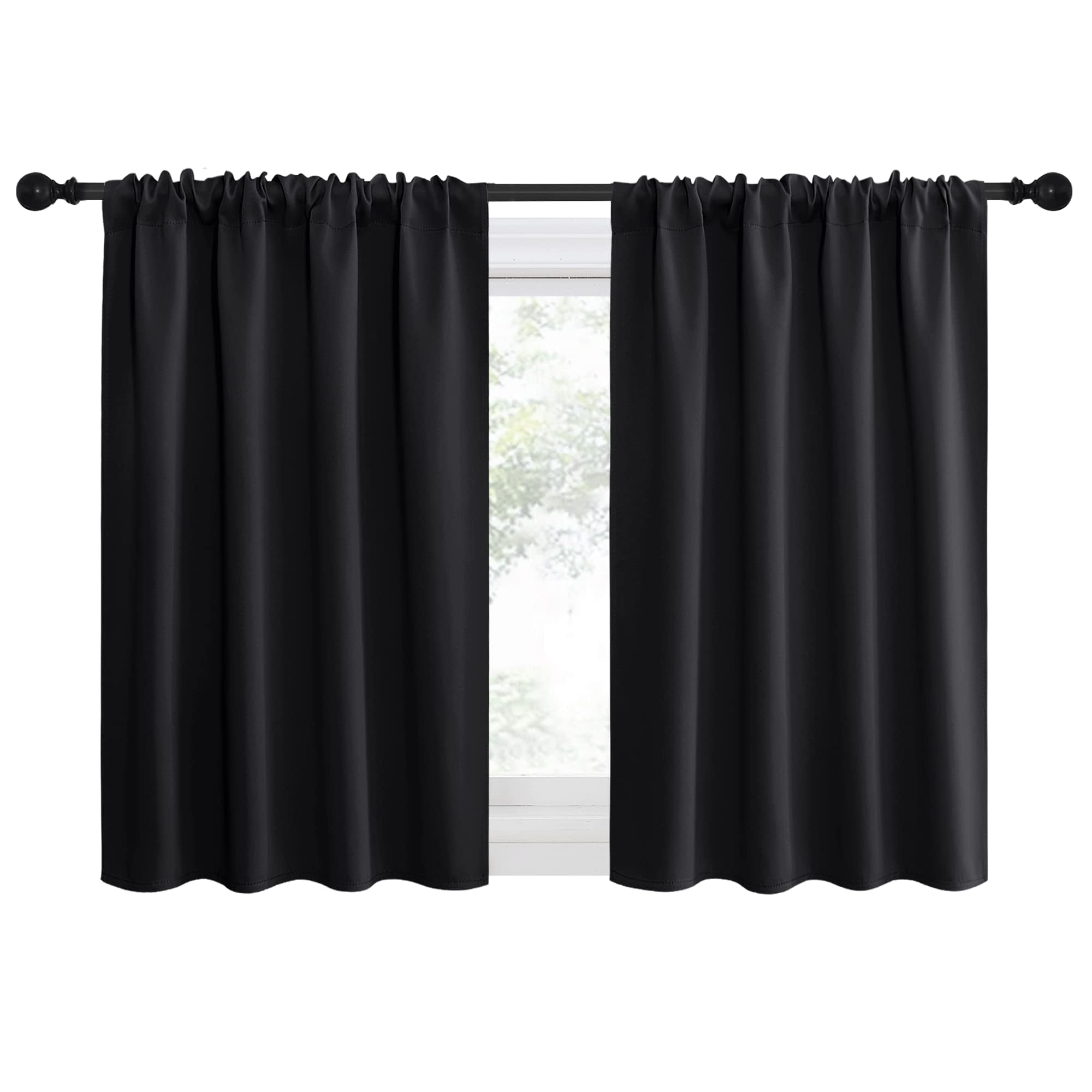 NICETOWN Short Curtains 36 inches Long, Black Out RV Bunk Panels, Kitchen Window Curtains Over Sink, Thermal Insulating Blackout Drapes/Draperies for Small Window (2 Panels, 42 inches Wide)