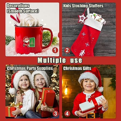 PARTYWIND Luminous Christmas Temporary Tattoos - 50 Styles Glow-in-the-Dark Stocking Stuffers for Kids