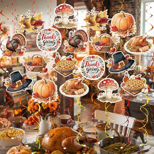 48-Piece Thanksgiving Hanging Swirl Decorations Set