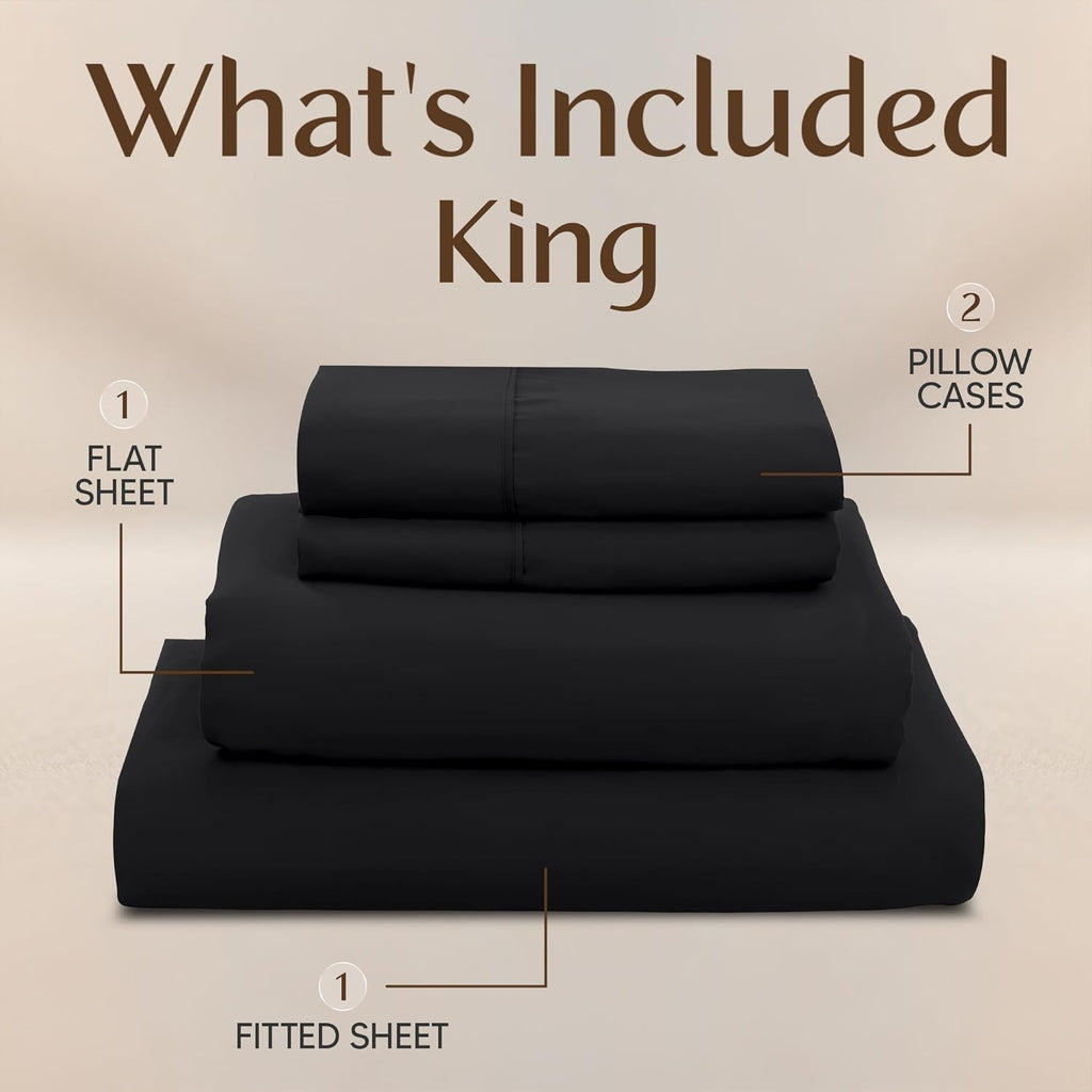 Utopia Bedding King Size Sheet Set - Soft, Breathable Microfiber | 4-Piece in Black, Oeko-Tex Certified