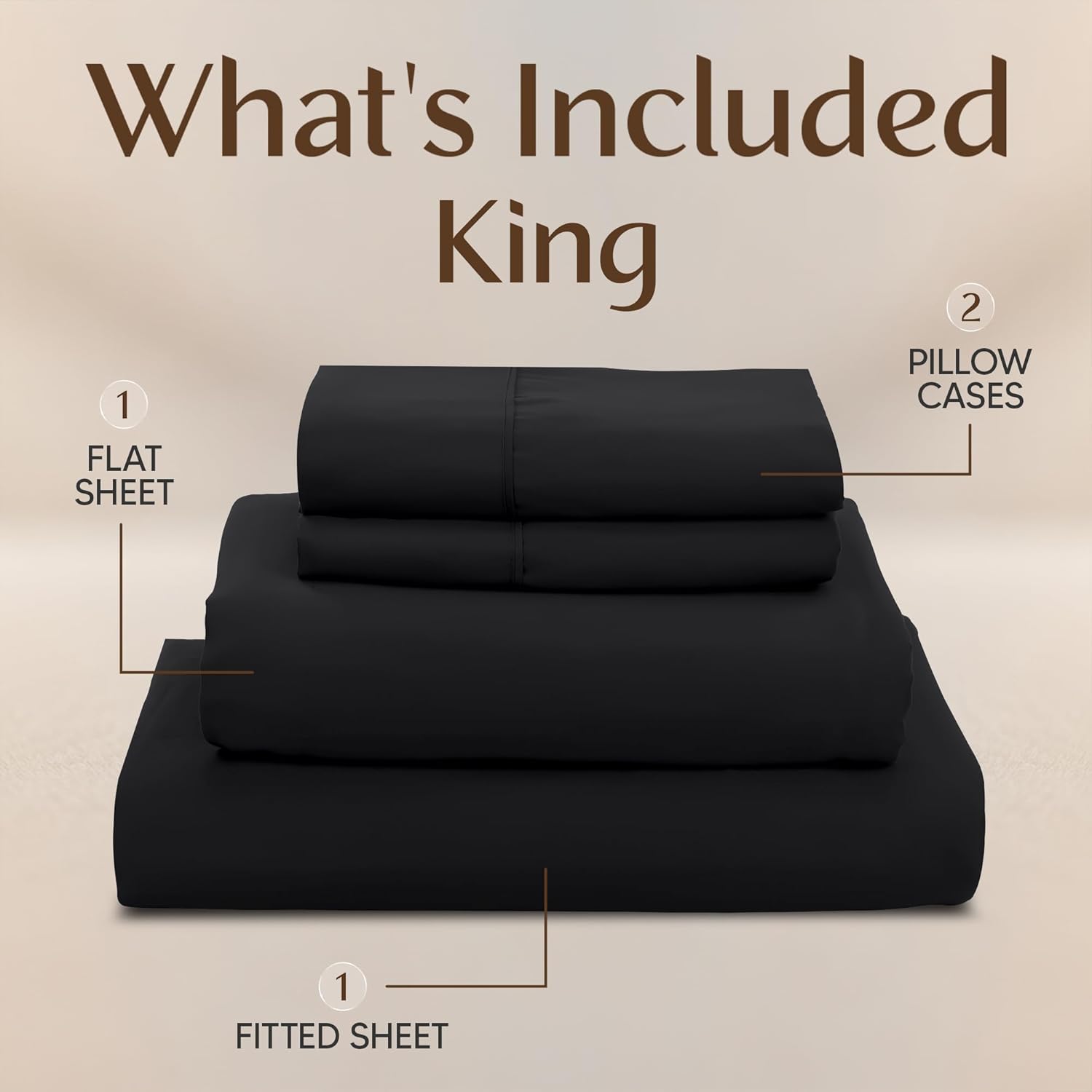 Utopia Bedding King Size Sheet Set - Soft, Breathable Microfiber | 4-Piece in Black, Oeko-Tex Certified