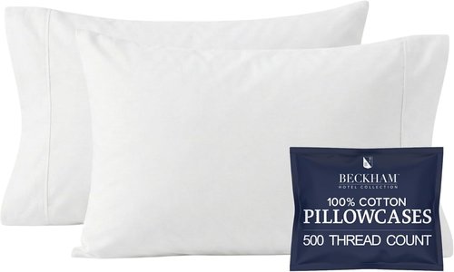 Beckham Hotel Collection Queen Pillows - Soft Down Alternative with Cotton Pillowcases | Set of 2, White