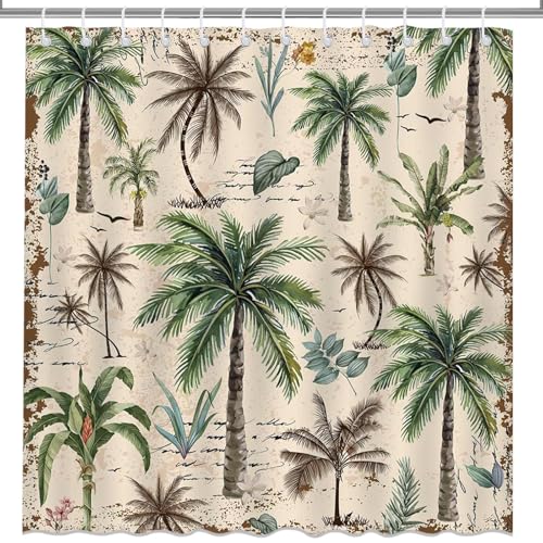 Mocsicka Tropical Palm Tree Shower Curtain - 72x72 in Waterproof Fabric