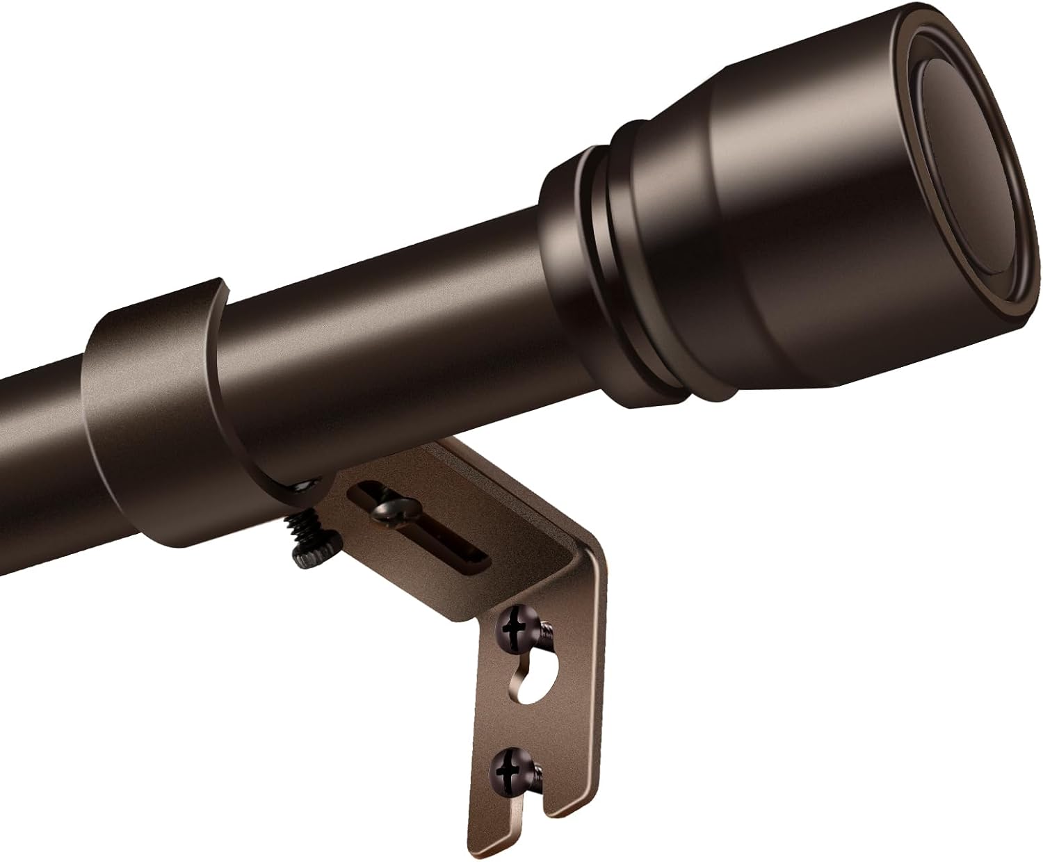 Skiennix Heavy-Duty Adjustable Brown Curtain Rod - Fits 30-84 Inch Windows, 1 Inch Diameter