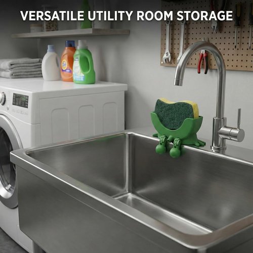 2 Pack Cute Sponge Holder with Drainage - Funny Sponge Stand for Kitchen Sink - Kitchen Gadgets Accessories