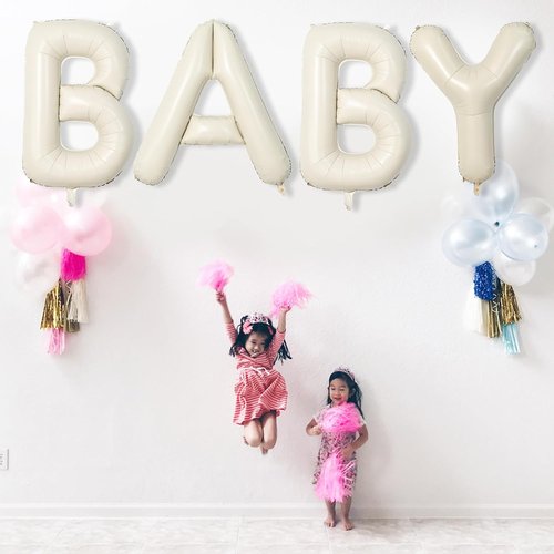 F Letter Balloons by [Brand Name] - 40 Inch Cream Foil Alphabet for Elegant Birthday Party Decor