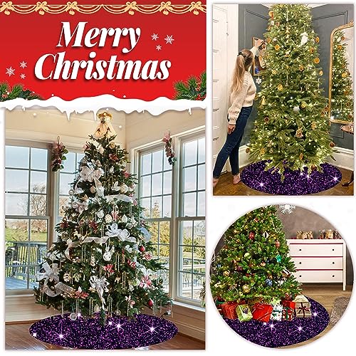 Purple Tree Skirt 46 Inch Glitter Velvet Christmas & Halloween Decor