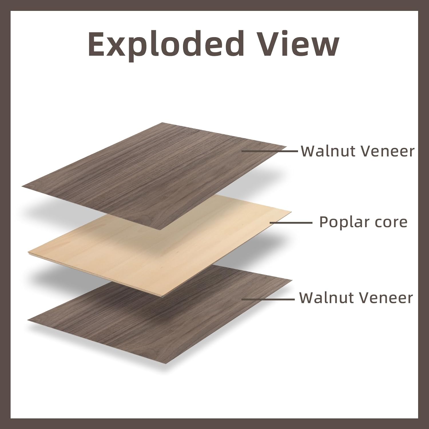 Walnut Plywood Sheets - 1/8 Inch Thick, 12x12 Inch | 6 Pack for Laser Cutting & DIY Crafts