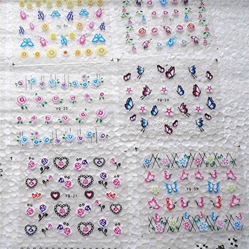 Valuu 50 Sheets Self-Adhesive 3D Nail Art Stickers Flower Decals