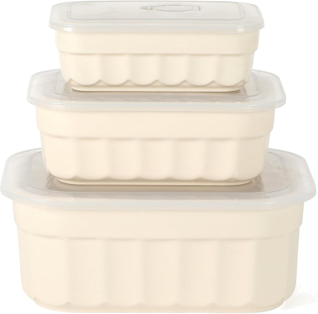 Martha Stewart Broadbrook 6-Piece Stoneware Meal Prep Container Set - Oven, Microwave, Dishwasher Safe