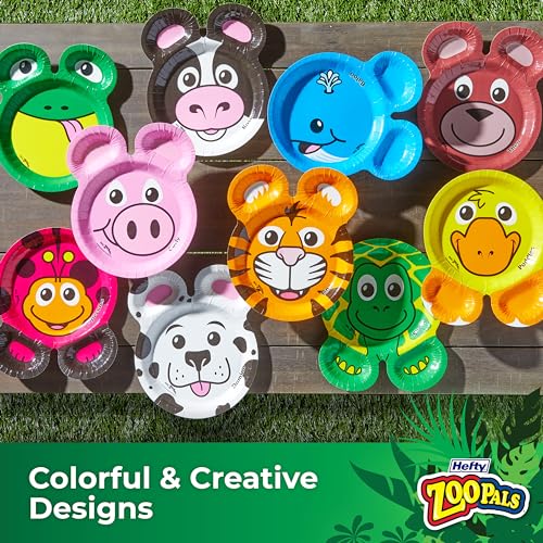 Hefty Zoo Pals Party Edition Paper Plates - Kids Assorted Animal Designs, 7.75 Inch, Pack of 20 (Set of 2)