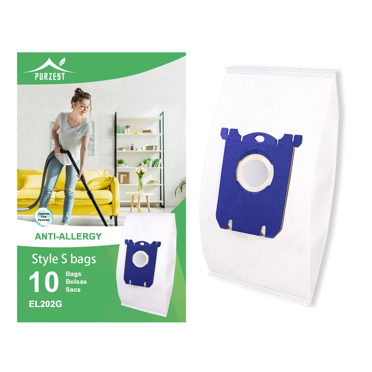 10 PCS Electrolux Vacuum Bags,Classic Type S Canister Vacuum Bags Compatible for Electrolux EL200F EL8500 EL202G, Eureka OX BB Vacuum Cleaner, Oxygen, Jet Maxx, Ultra Silencer AEG,Phililps Canisters