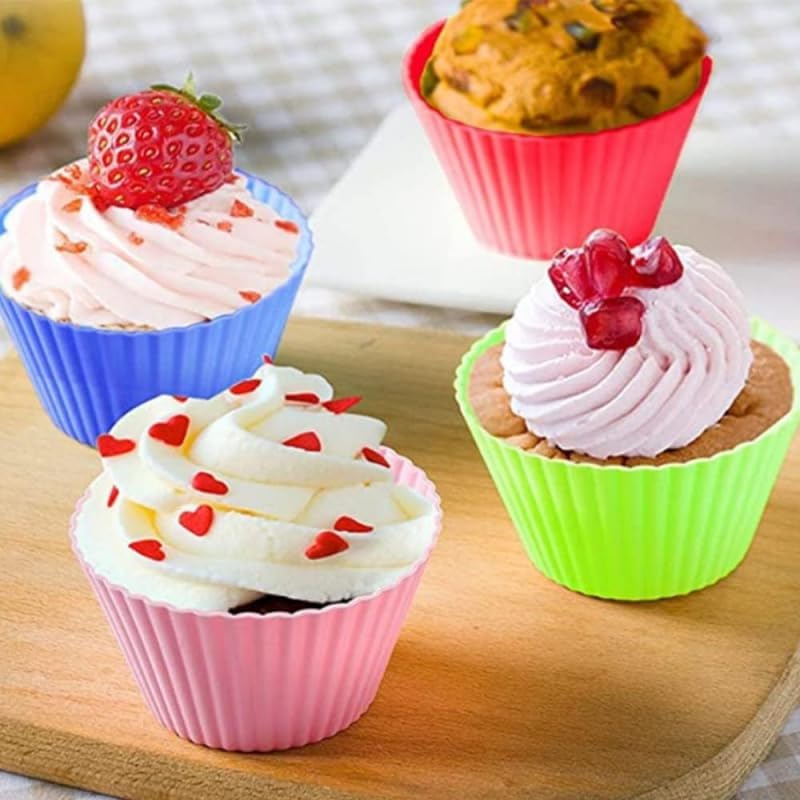 Skiennix Silicone Baking Cups - Reusable Non-Stick Cupcake Liners | 12 Pieces in Vibrant Colors