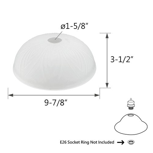 Aspen Creative 23120-11 Frosted Transitional Replacement Glass Shade for Medium Base Socket Torchiere Lamp, Swag Lamp, Pendant, 1 Light Wall Sconce & Island Fixture, 9-7/8" Diameter x 3-1/2" Height