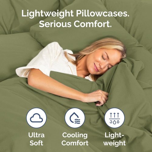 King Standard Pillow Cases - Soft Hotel Quality Covers | Comfy, Fade-Free, Wrinkle Resistant - Sage Green, Set of 2