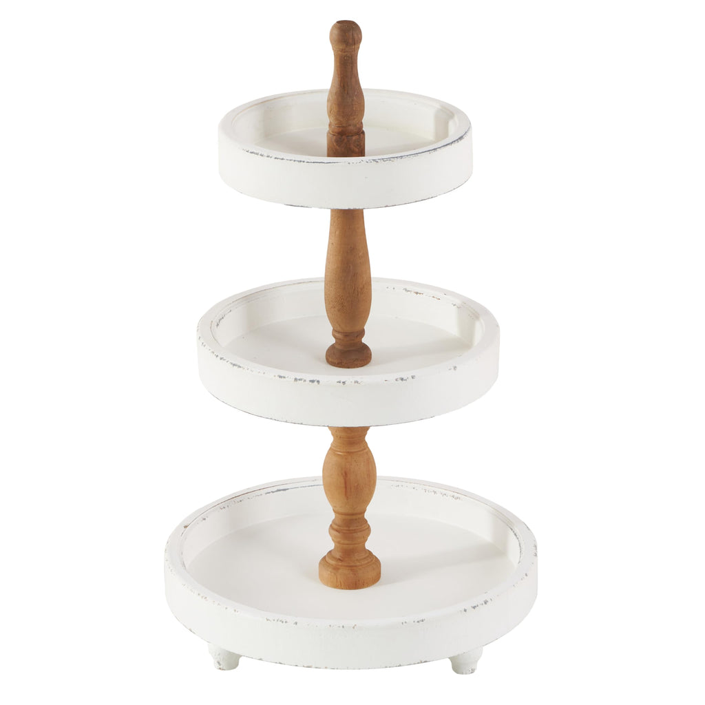 Deco 79 Wood 3 Tiered Tiered Server, 15" x 15" x 24", White