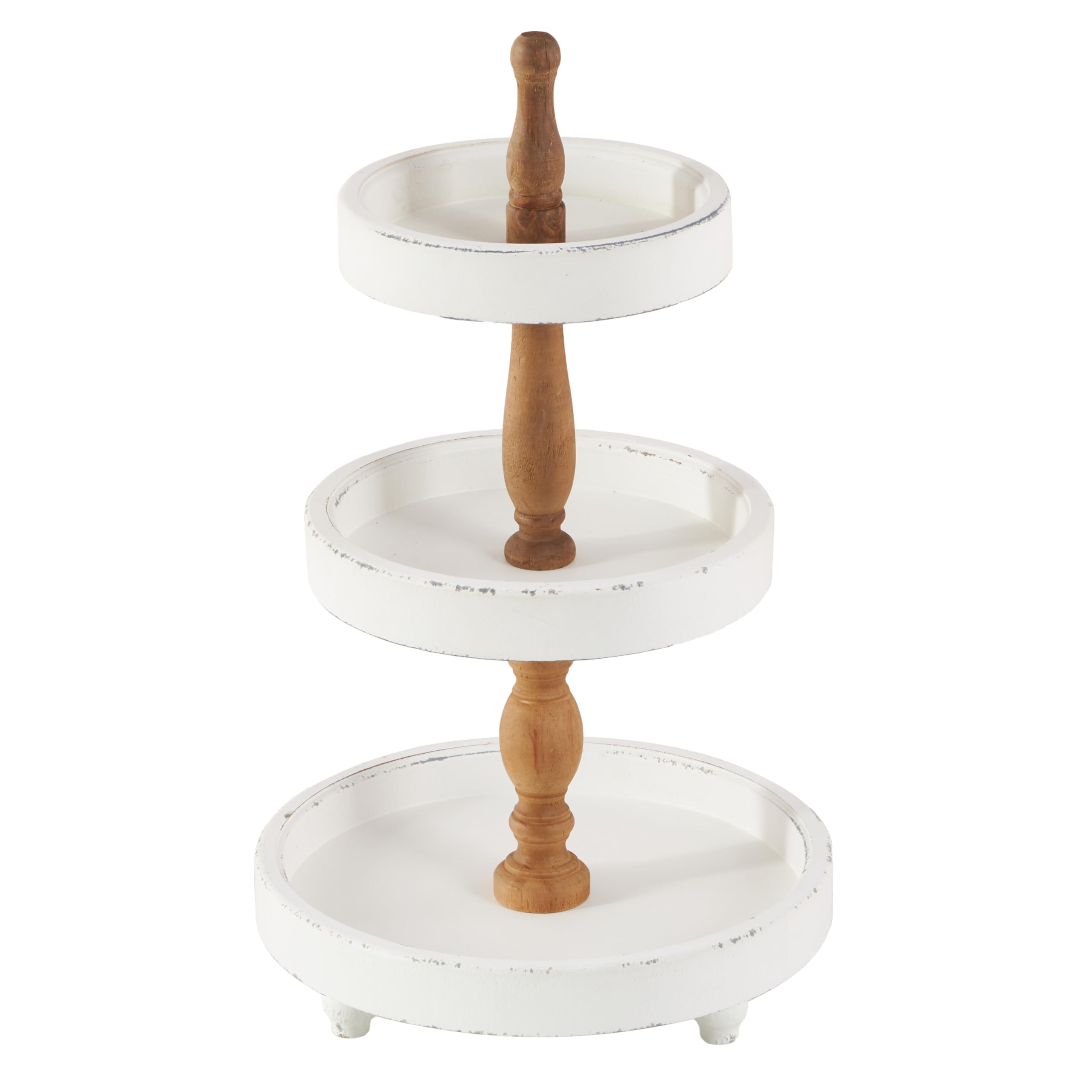 Deco 79 Wood 3 Tiered Tiered Server, 15" x 15" x 24", White