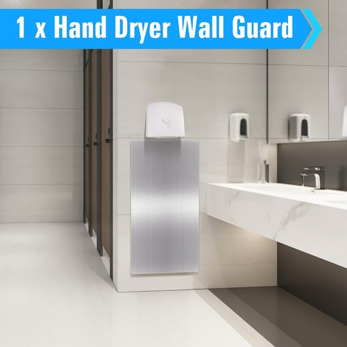 Isohit 32 x 16 Inch Stainless Steel Hand Dryer Wall Splash Guard Metal Wall Panels Backsplash Protector with Ultra Strength Adhesive for Bathroom, Kitchen, Restroom
