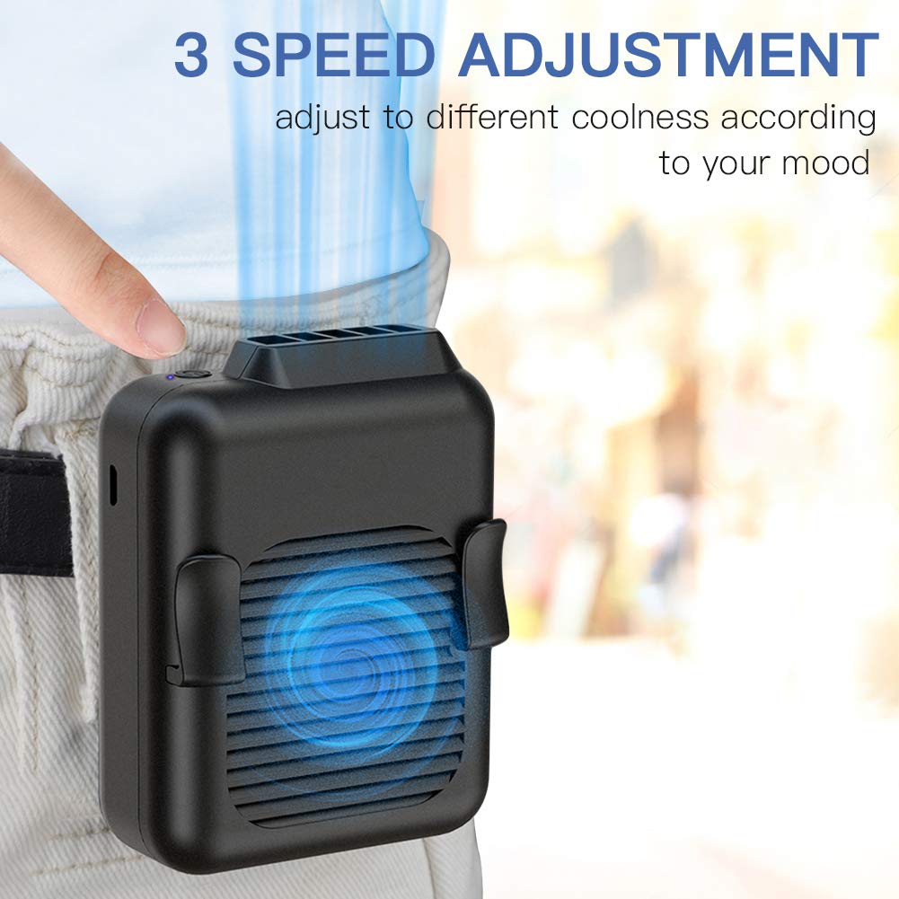 Koonie Portable Waist Belt Cooling Fan Rechargeable, 23h Use Time, 5100RPM Strong Airflow with 3 Speed Levels, Personal Under Shirt Fan for Men,Hands-free Clip on Pants Fan for Outdoor Working,Jobsite