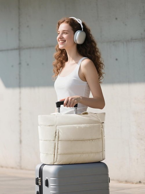 Bagstellar Puffer Tote Bag - Lightweight Quilted Handbag for Work & Travel | Ideal for Nurses & Teachers, Fits 15.6" Laptop