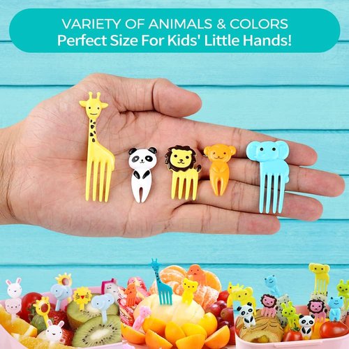 FATLODA 156PCS Animal Food Picks - Fun Bento Box Accessories for Kids | Reusable Lunchbox Picks