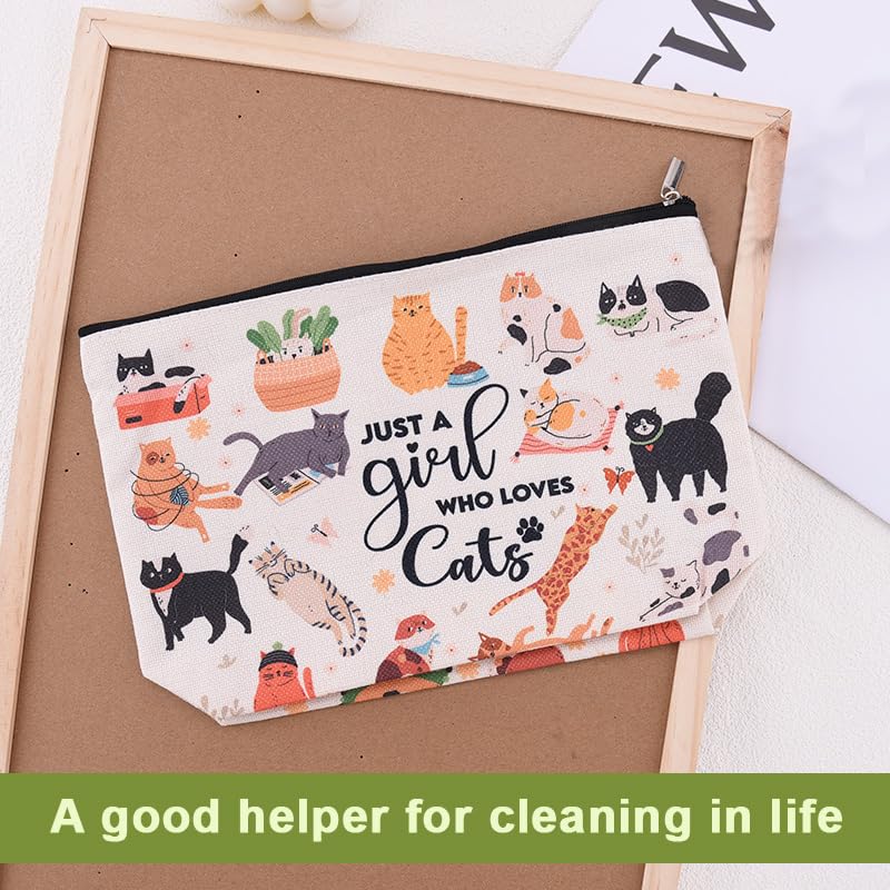 Yreamont Cat Print Makeup Bag Cute Cosmetic Pouch for Women and Cat Lovers