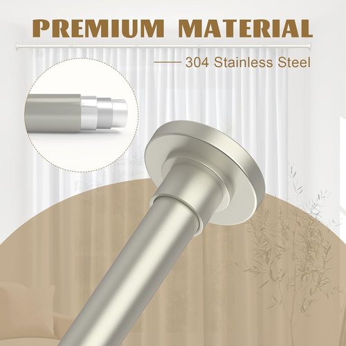 GXOACKJ Brushed Nickel Shower Curtain Rod - Adjustable 31-80 Inch Spring Tension, No Drill, Rust-Resistant