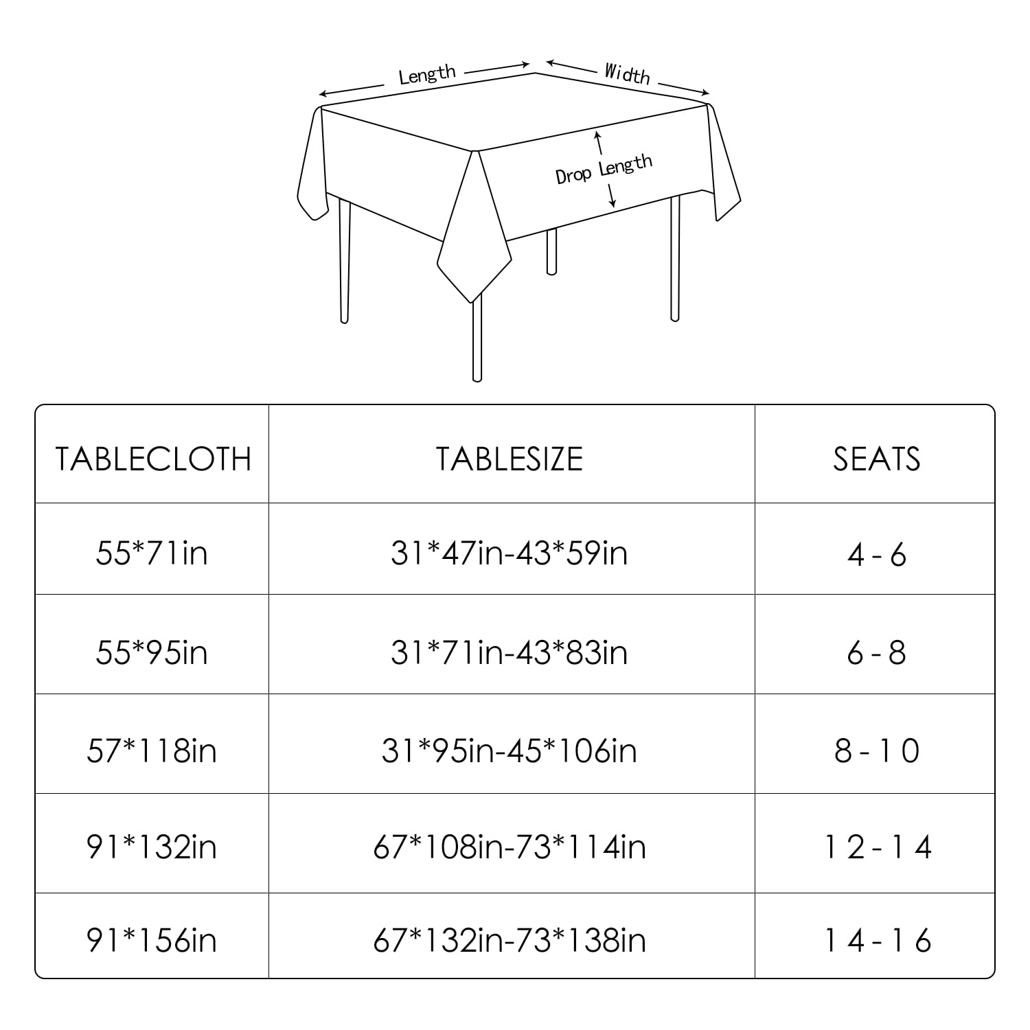 BALCONY & FALCON Extra-Large Table Cloth for 8ft Rectangle Tables – Waterproof & Crease-Proof Farmhouse Tablecloth for Banquet, Wedding, Baby Shower，Christmas Holiday Party (Olive, 91" x 156")