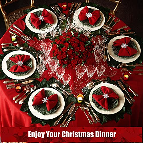 Patelai Christmas Snowflake Napkin Rings Set - Silver, 24 Pieces