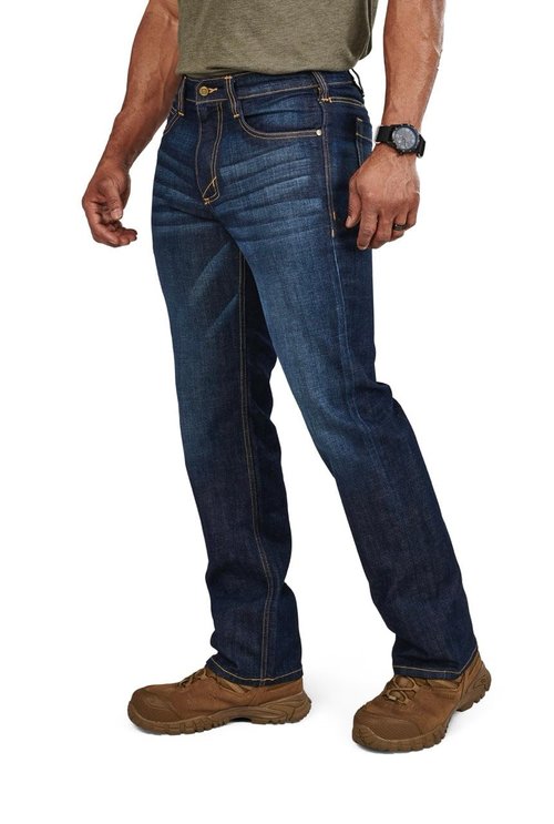 5.11 Tactical Men's Defender-Flex Regular Fit Jeans, 7 Pockets, Fitted Waistband, Style 74477, Dark Wash Indigo, 30W x 30L