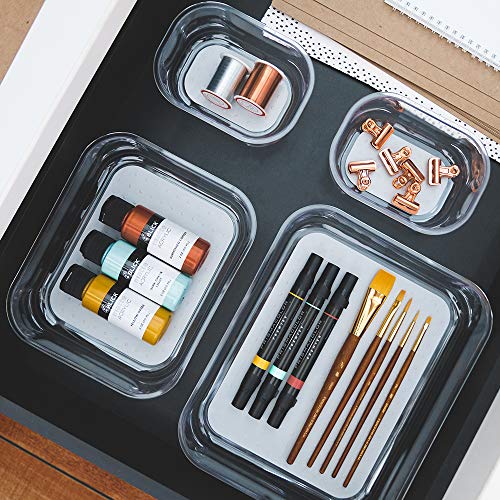 madesmart Clear Storage Bin, 8 x 3 Inch Multipurpose Drawer Organizer