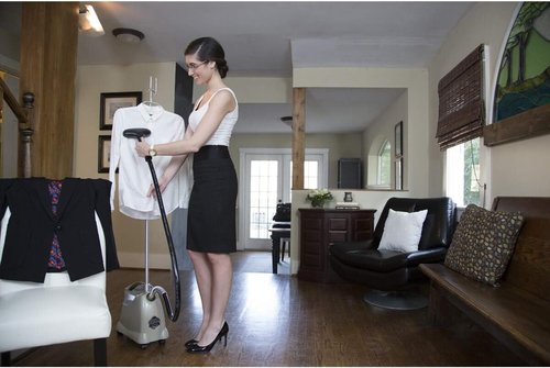 Jiffy Steamer J-2000 | Powerful Garment Steamer with Plastic Steam Head - 120 Volt, Beige