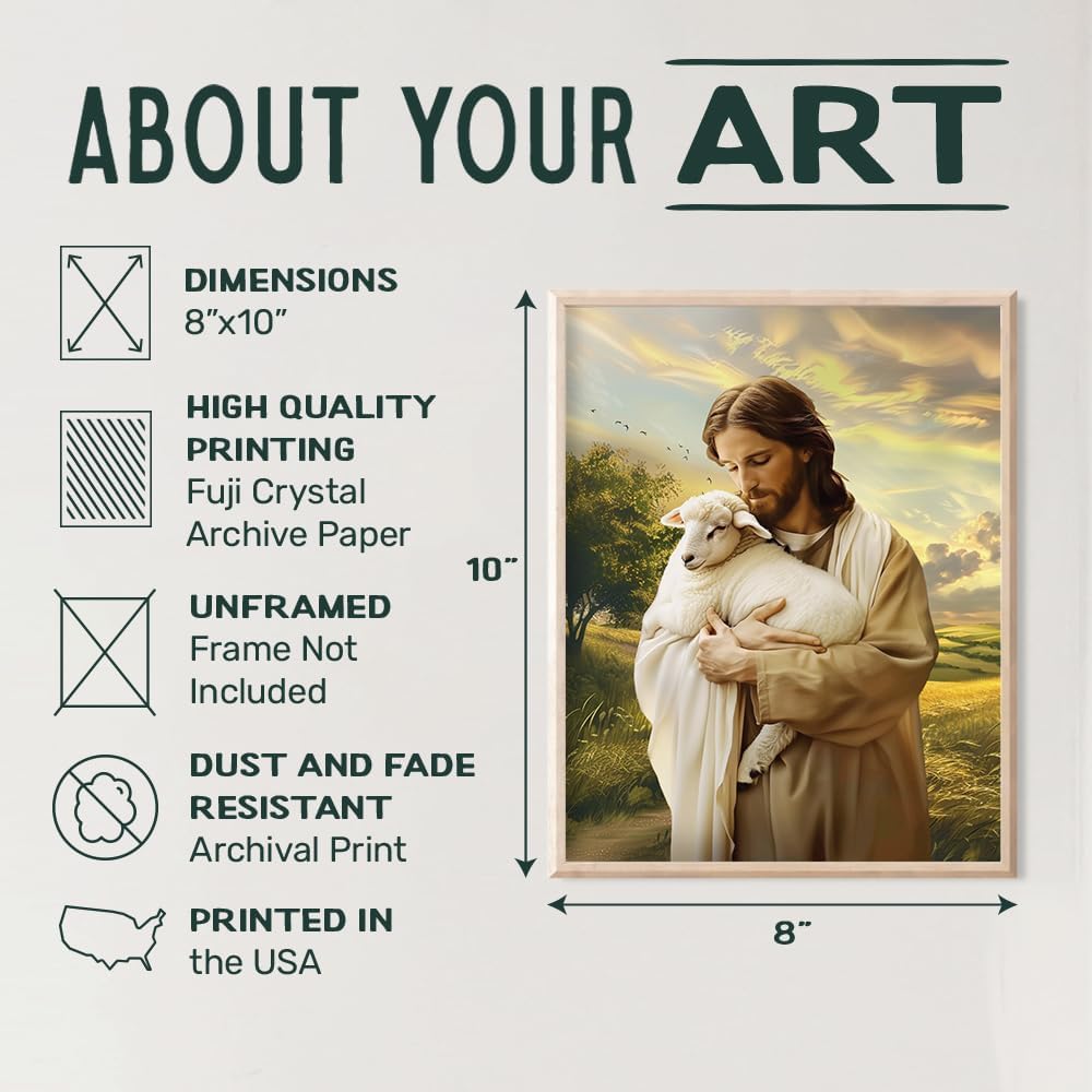 Skiennix Religious Wall Decor | Lamb of God Jesus Artwork - Farmhouse Style Christian Art for Home