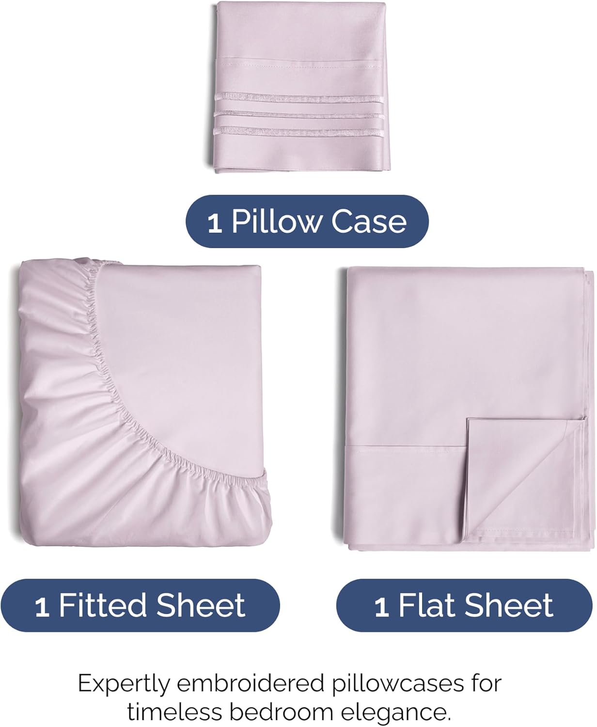 Skiennix Twin Size 3-Piece Sheet Set - Comfy Cooling Bed Sheets - Soft, Wrinkle-Free Light Lavender