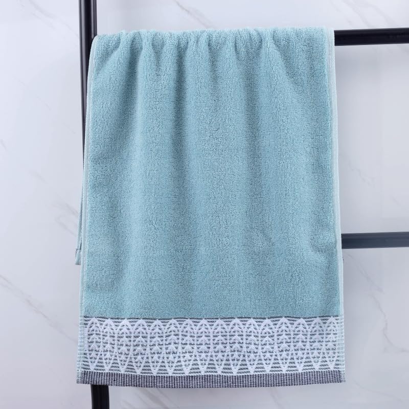 Leaf Print Hand Towels 3 Pack - Blue Beige Pink Cotton Soft