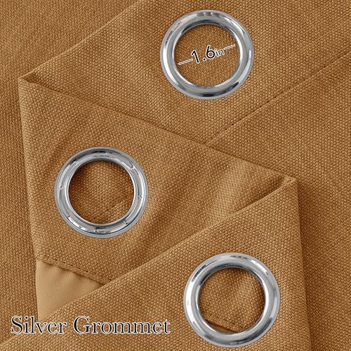 NICETOWN 63-Inch Faux Linen Blackout Curtains - Grommet Top, 2 Panels