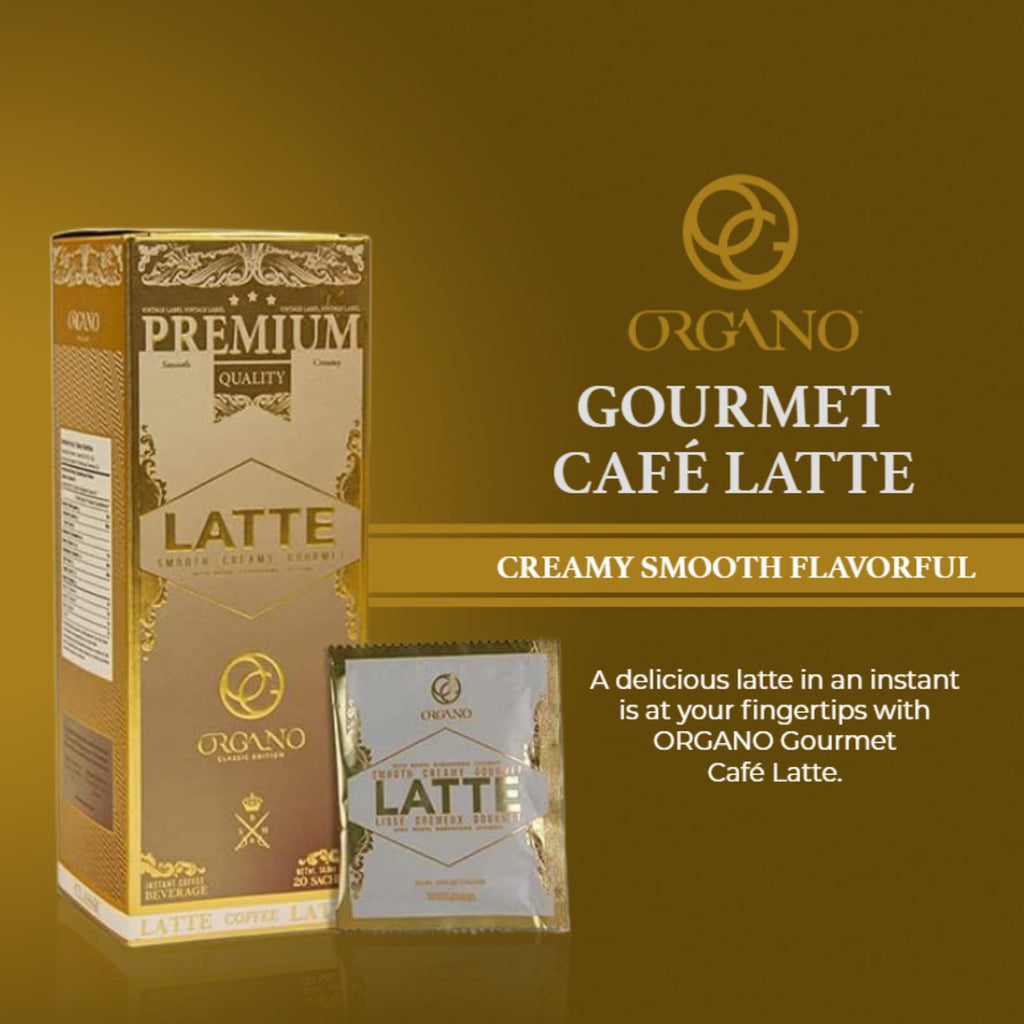 ORGANO 2 boxes Gourmet Cafe Latte, 100% Certified Ganoderma Lucidum (40 Sachets)