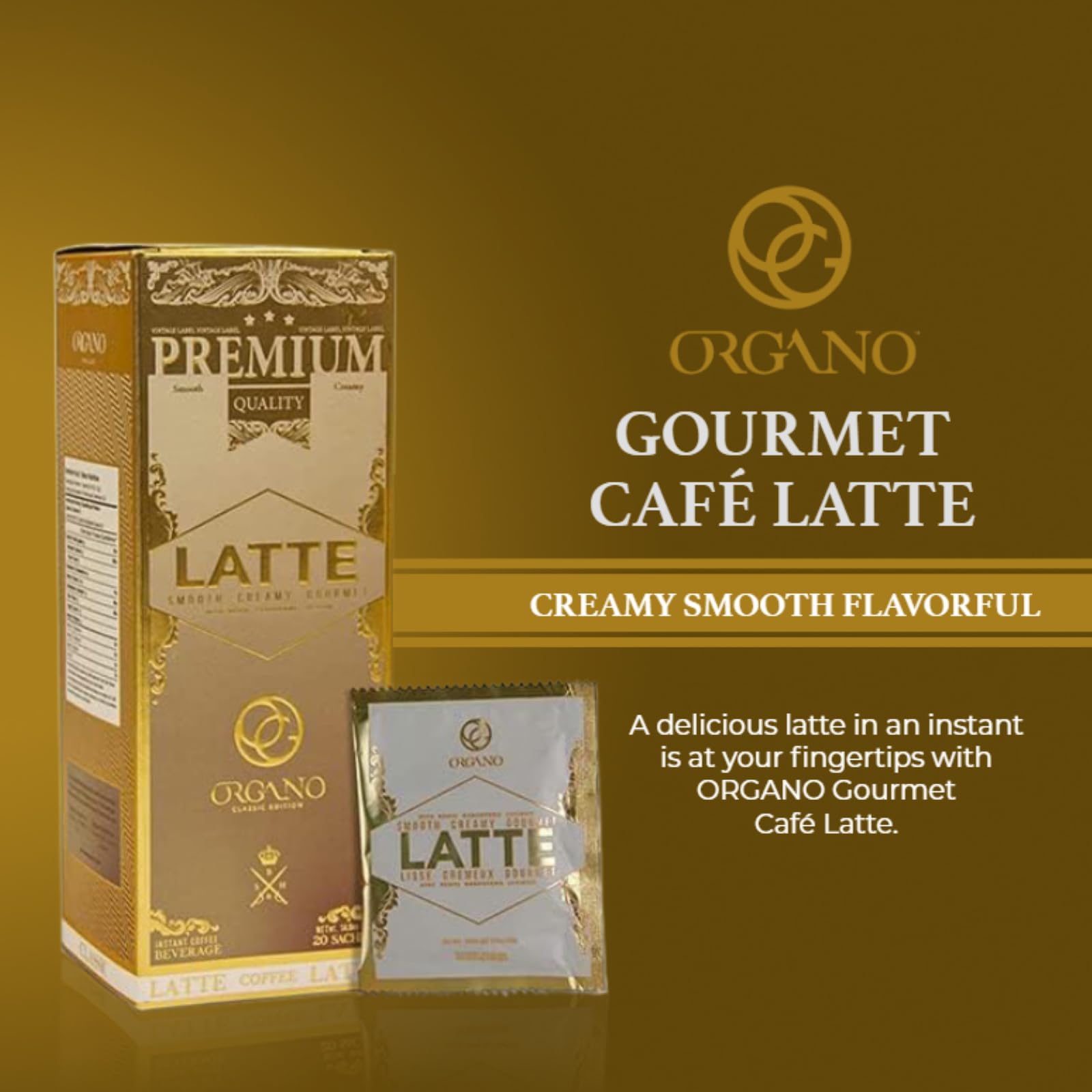 ORGANO 2 boxes Gourmet Cafe Latte, 100% Certified Ganoderma Lucidum (40 Sachets)