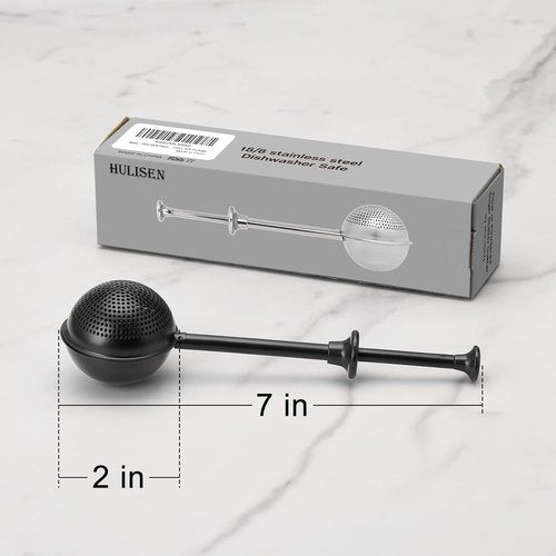 HULISEN Flour Duster - One-Handed 304 Stainless Steel Baking Shaker | Perfect for Powdered Sugar & Flour, Black