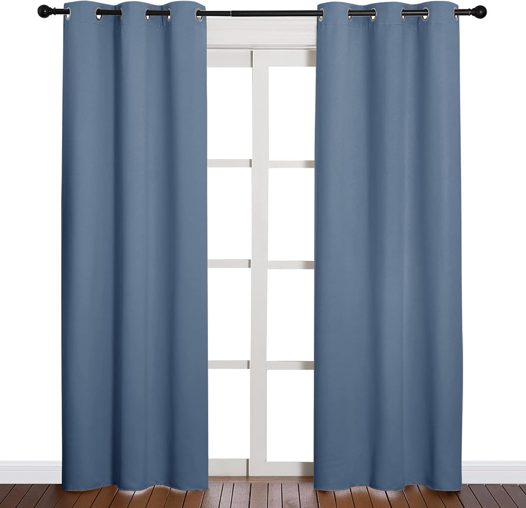 NICETOWN Triple Weave Blackout Window Curtains - Thermal Insulated, Stone Blue, 42" x 84" Double Panels