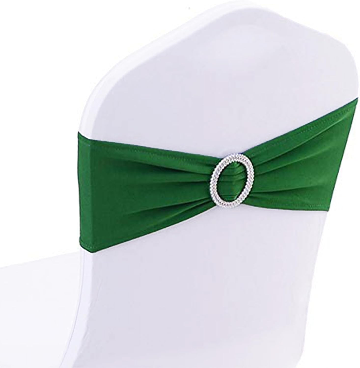Skiennix 50 Pack Stretch Spandex Dark Green Chair Sashes - Perfect for Weddings & Events
