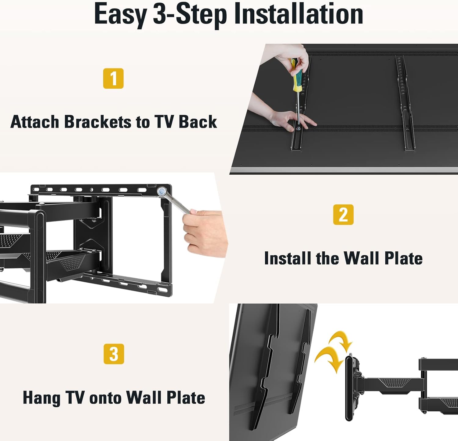 Mounting Dream TV Wall Mount - Full Motion Swivel & Tilt Bracket for 42-84 Inch TVs | Max VESA 600x400 mm, 100 lbs Capacity