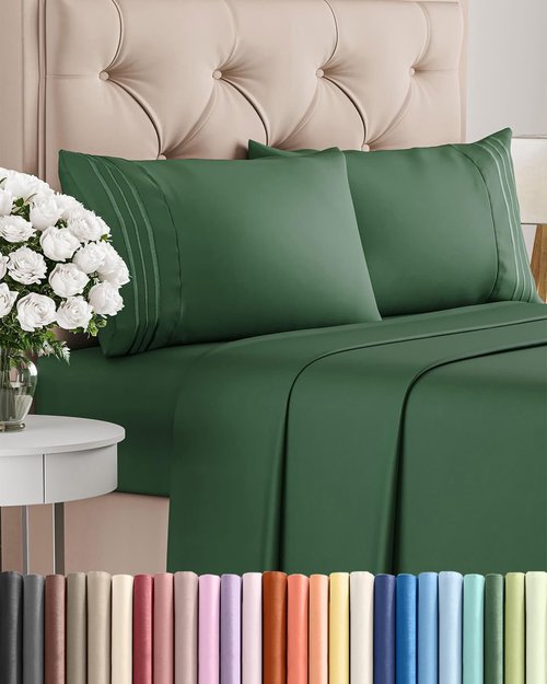 King Size 4 Piece Sheet Set - Comfy Cooling Bed Sheets for Luxury Bedding - Deep Pockets, Soft & Wrinkle-Free - Oeko-Tex Certified, Emerald Green