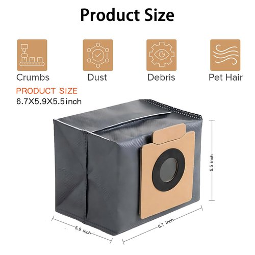 9 Packs Vacuum Dust Bags for eufy X10 Pro Omni &Eufy X8 Pro Robot Vacuum，3L Large Dust Bags, Four Layer Replacement Dust Bag