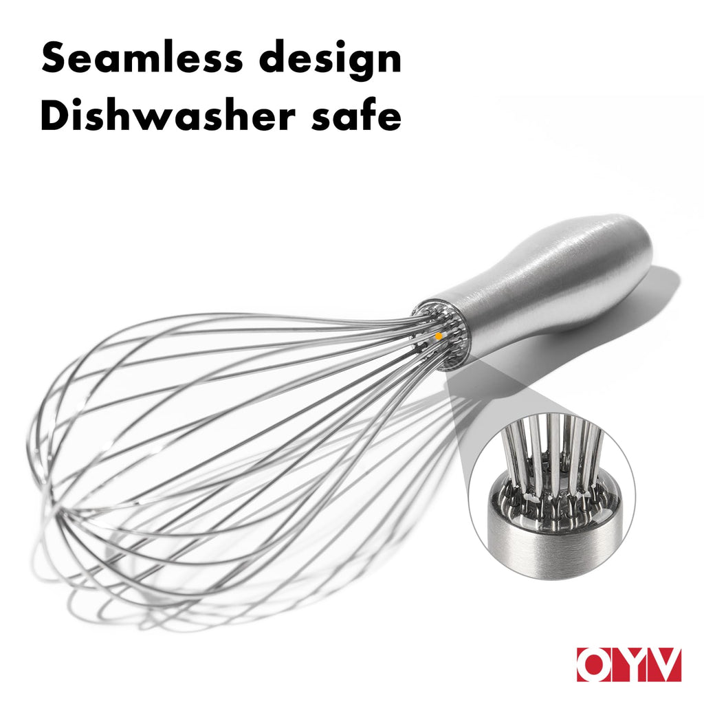 OYV 12" Whisk for Cooking, Ergonomic Handle, Dishwasher Safe 18/10 Stainless Steel Whisk, Professional Kitchen Wire Whisk, Perfect for Blending, Whisking, Baking, and Beating