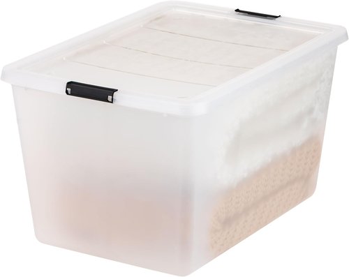 IRIS USA 4-Pack High-Capacity Clip Storage Boxes - 55 Quart Latching Lids for Home & Office Organization
